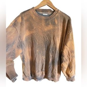Custom hand dyed bleach orange blue super soft oversized fit plain Sweatshirt